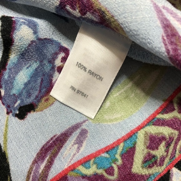 J Jill Floral Blouse Blue Size Large Petite - Picture 4 of 7